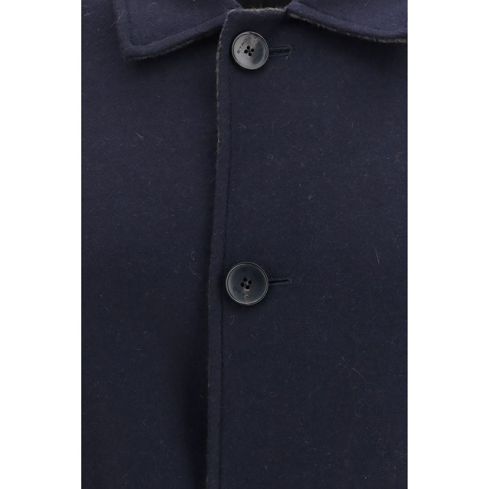 Etro Blue Wool Coat