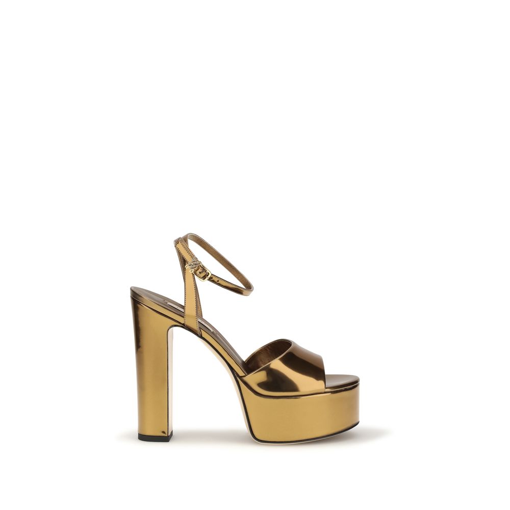 Casadei Gold Platform Sandals