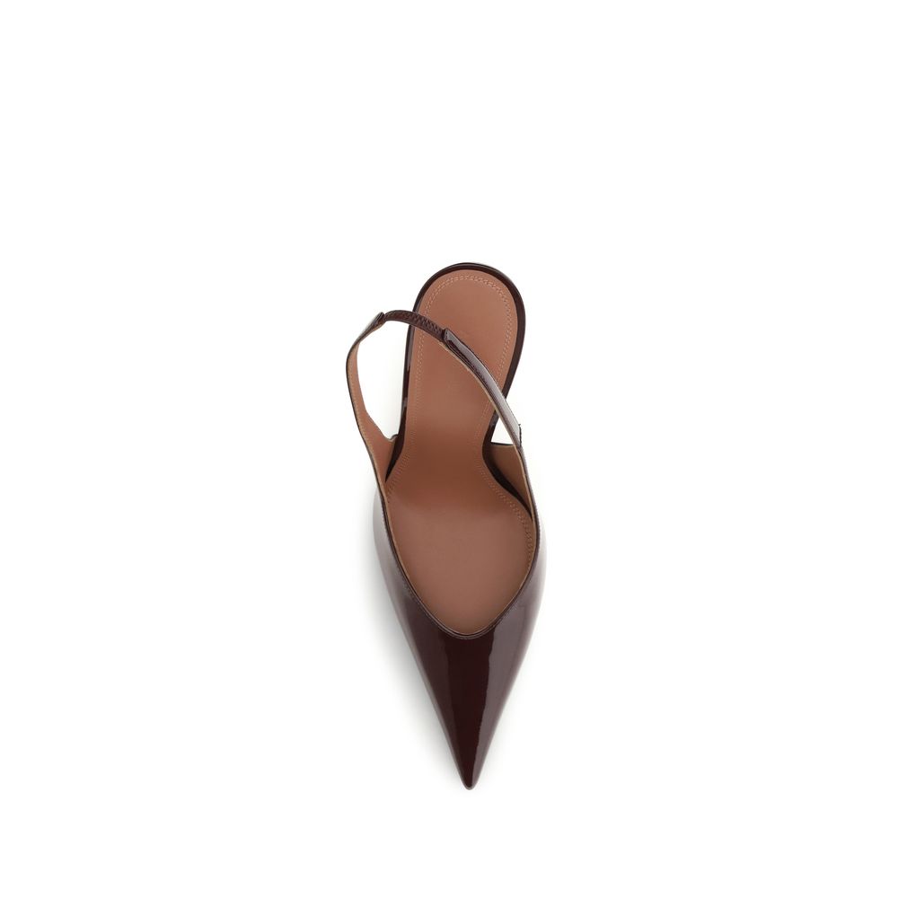 Amina Muaddi Bordeaux Leather High Heel Pumps