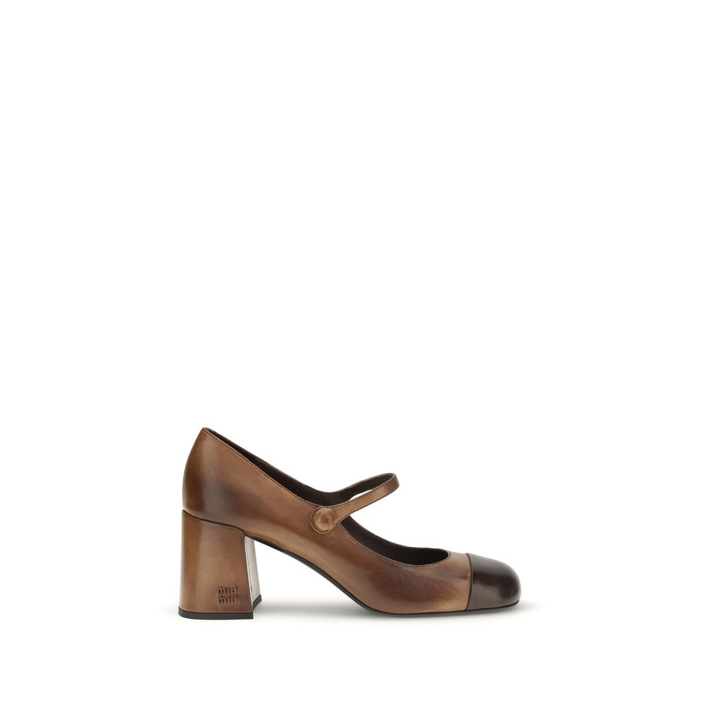 Miu Miu Brown Leather Ballet Flats
