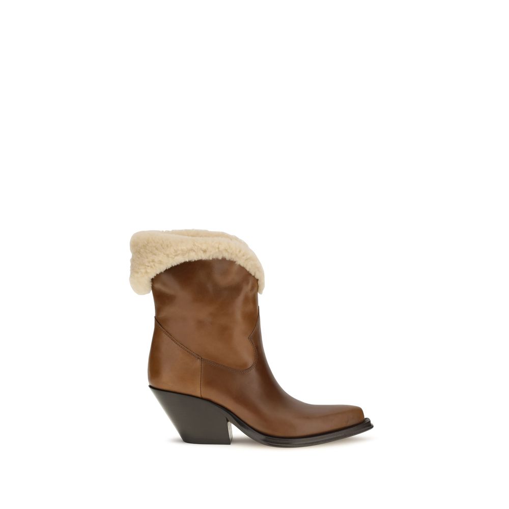 Chloé Brown Leather Ankle Boots