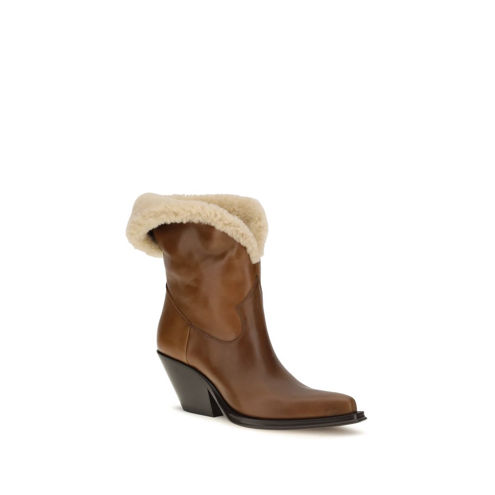 Chloé Brown Leather Ankle Boots