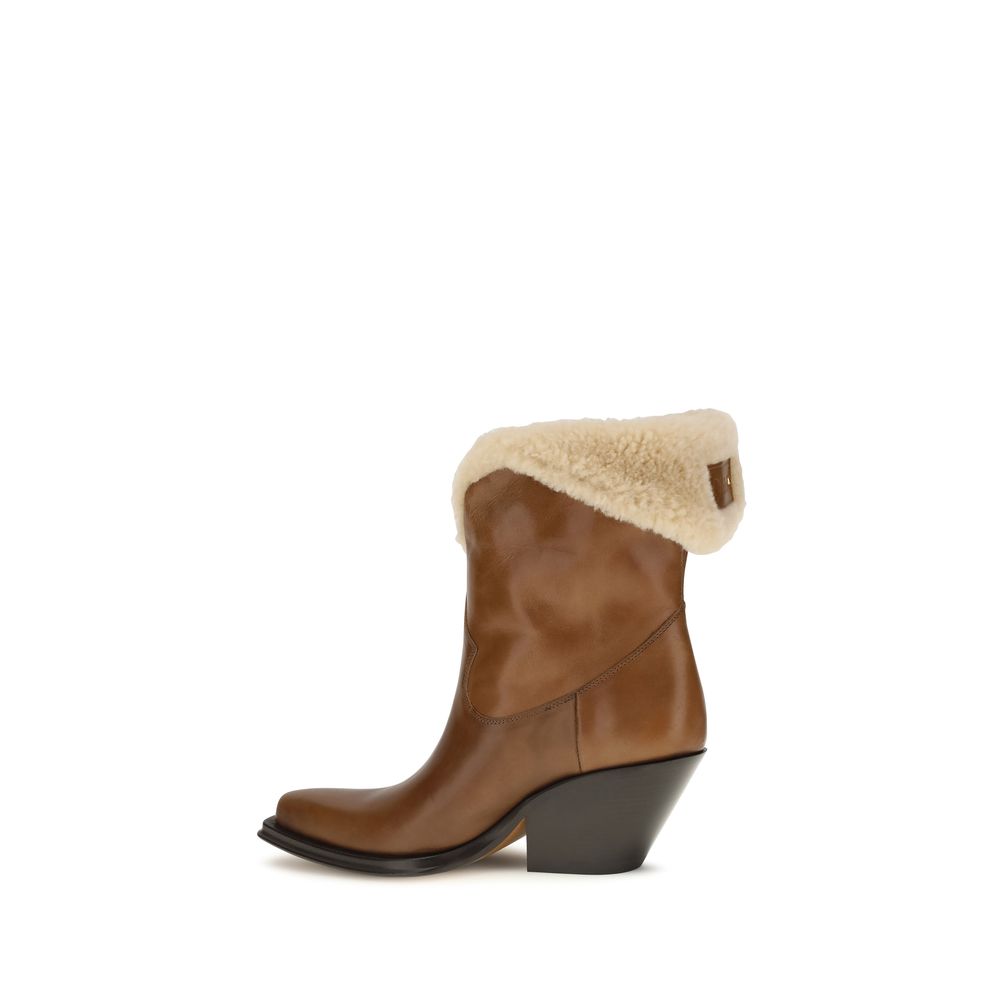 Chloé Brown Leather Ankle Boots