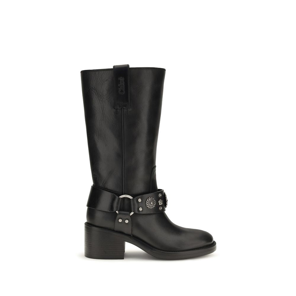 Chloé Black Leather Flat Boots