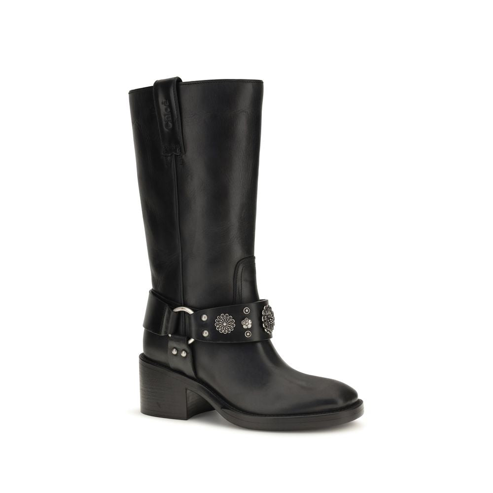 Chloé Black Leather Flat Boots