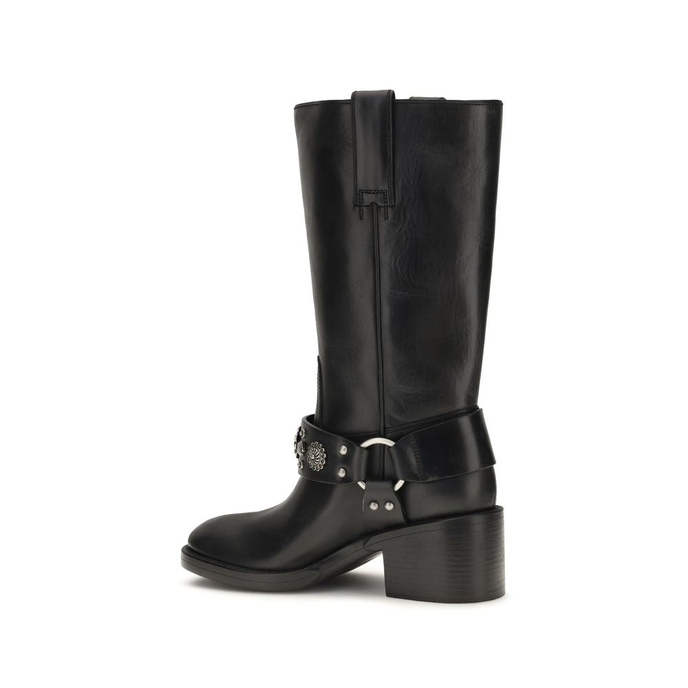 Chloé Black Leather Flat Boots