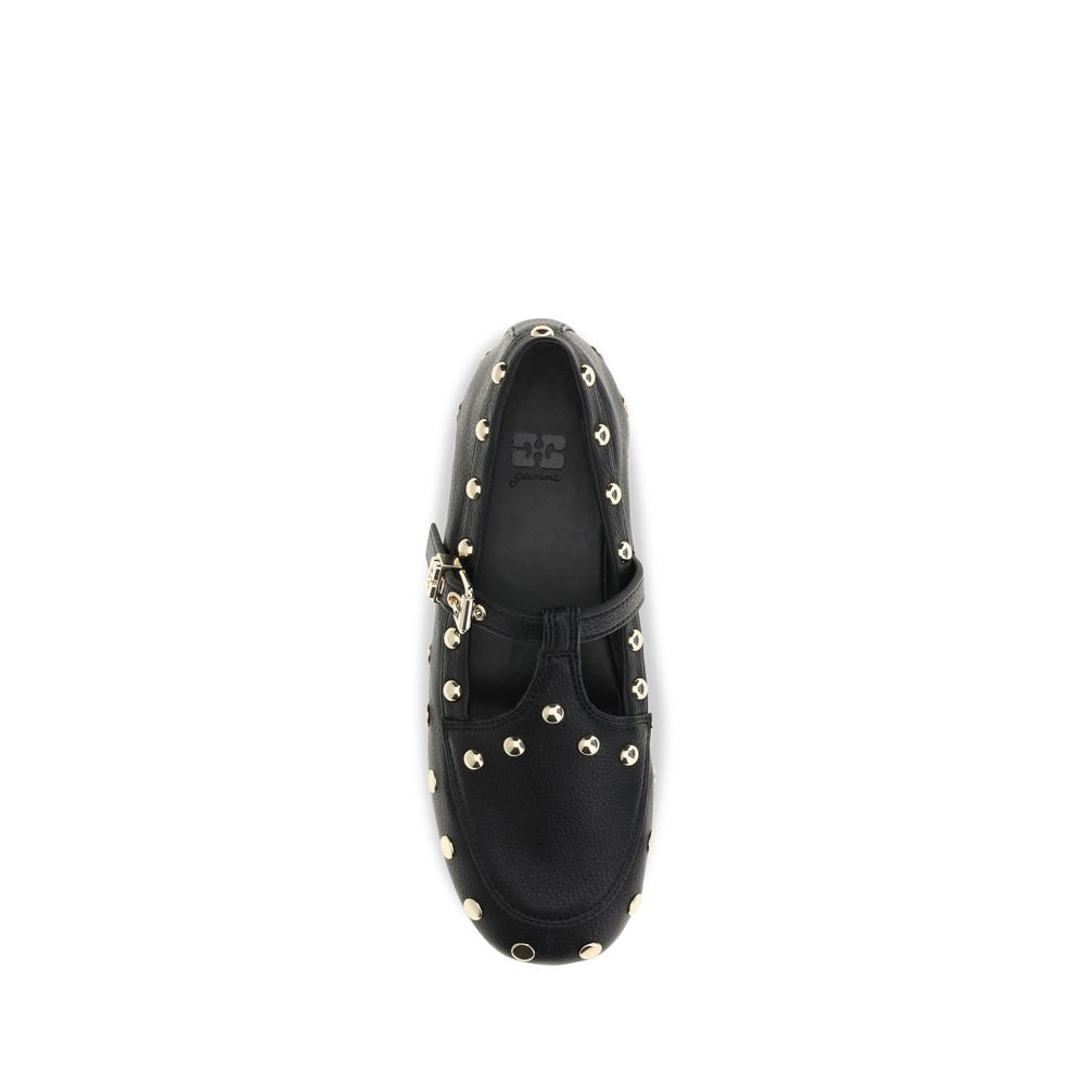 Ganni Black Recycled Ballet Flats