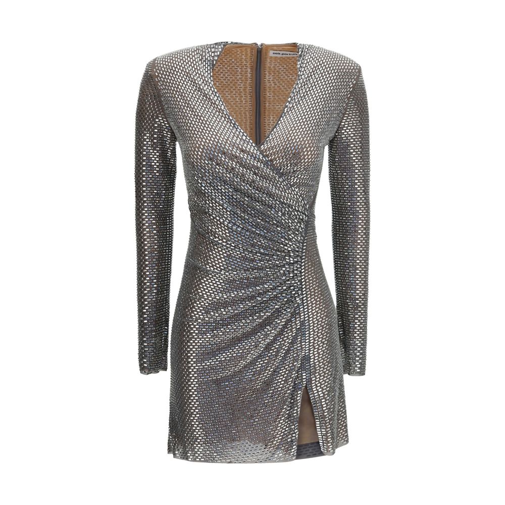 Self-Portrait Silver Cocktail Dress