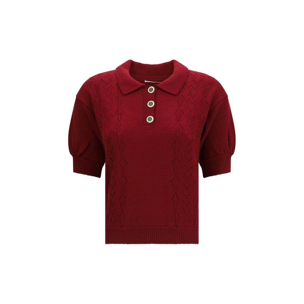 Alessandra Rich Bordeaux Wool Shortsleeve Shirt