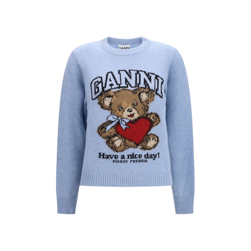 Ganni Blue Wool Sweatshirt