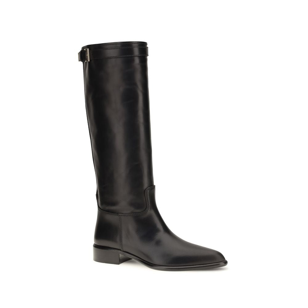 Prada Black Leather Ankle Boots