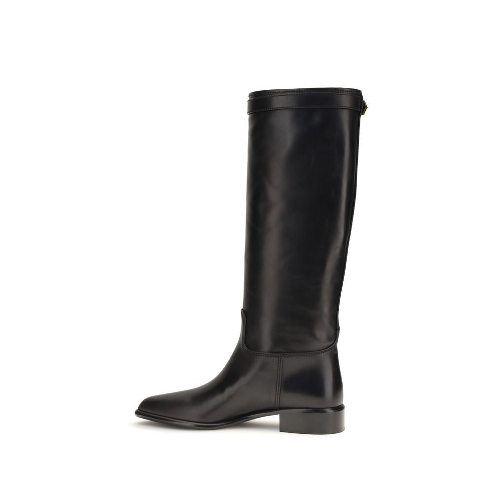 Prada Black Leather Ankle Boots