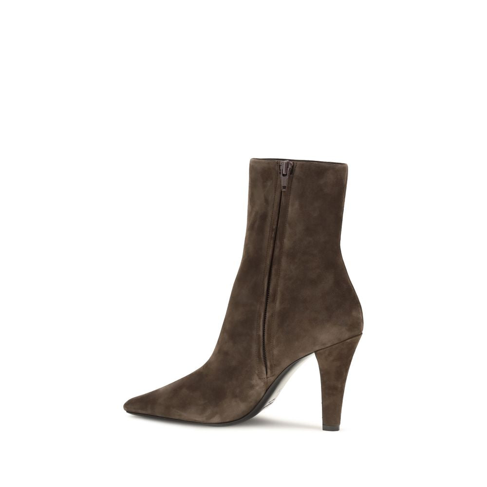 Saint Laurent Brown Leather Ankle Boots