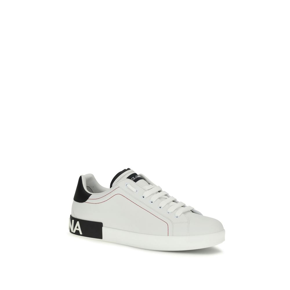 Dolce & Gabbana White Leather Low Top Sneakers