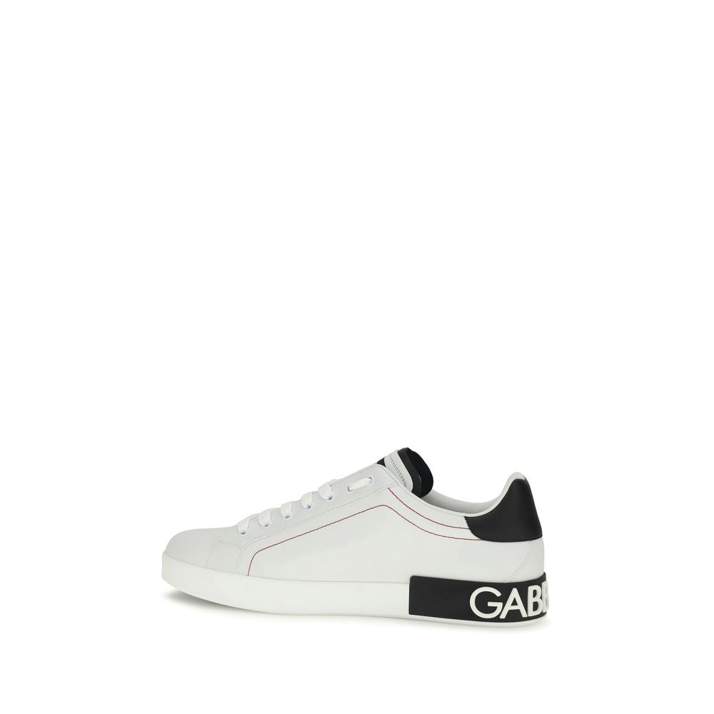 Dolce & Gabbana White Leather Low Top Sneakers
