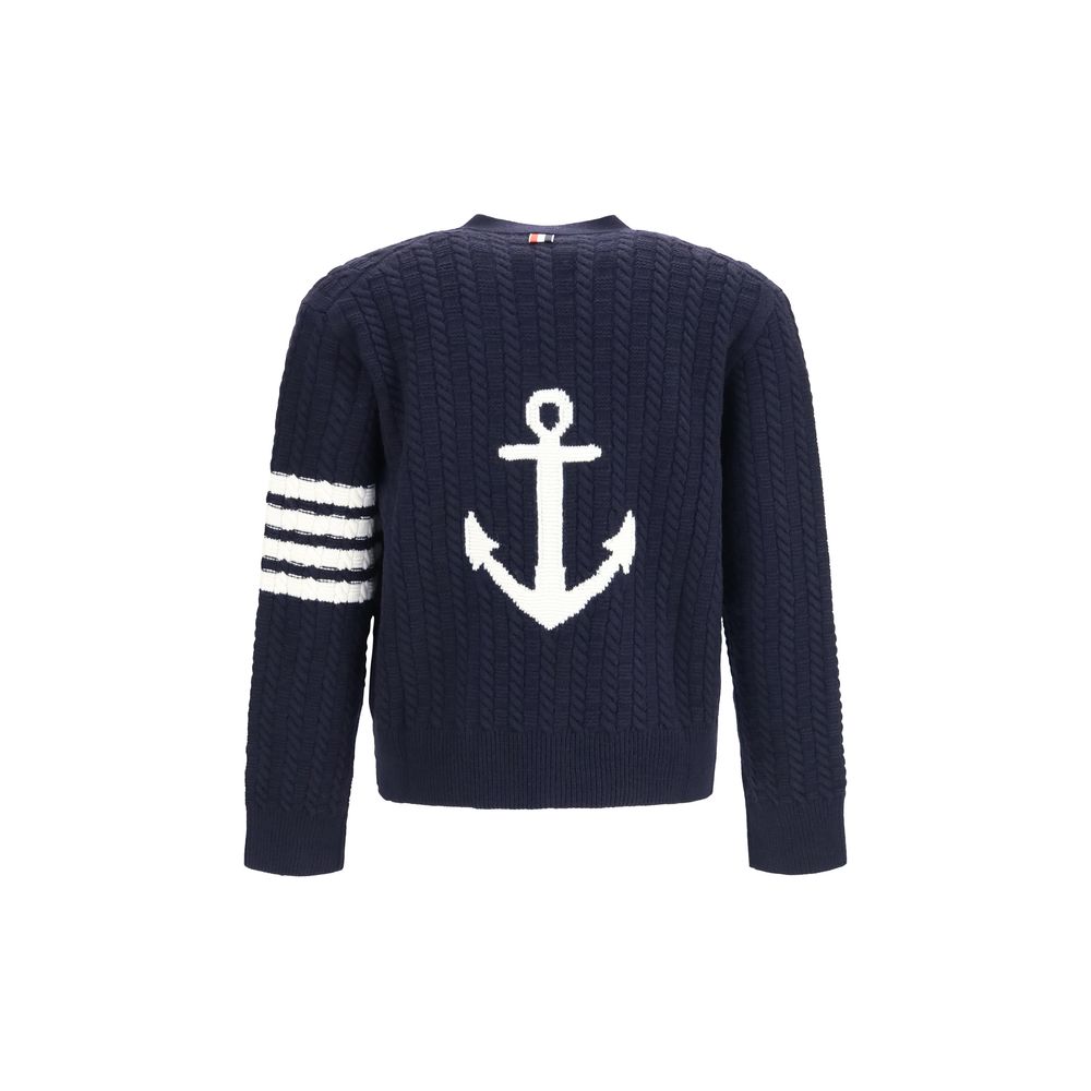 Thom Browne Blue Wool Cardigan