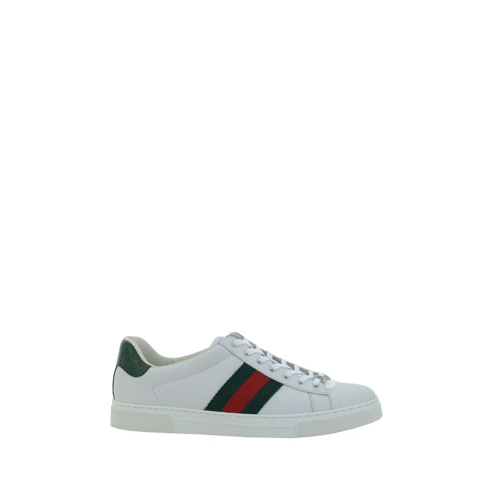 Gucci White Leather Low Top Sneakers