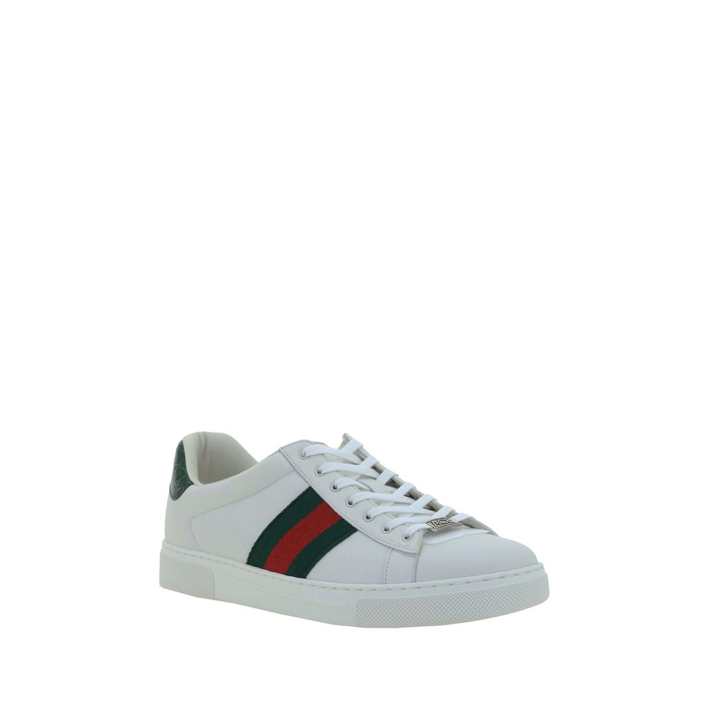 Gucci White Leather Low Top Sneakers