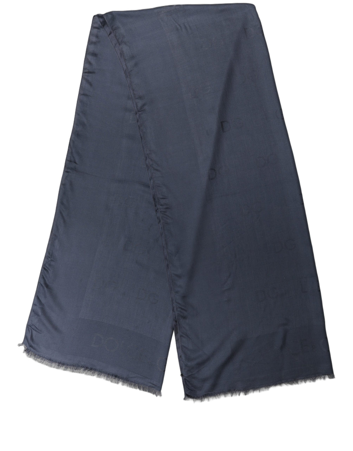 Dolce & Gabbana Dark Blue Modal Frayed Edge Lace Stole Scarf
