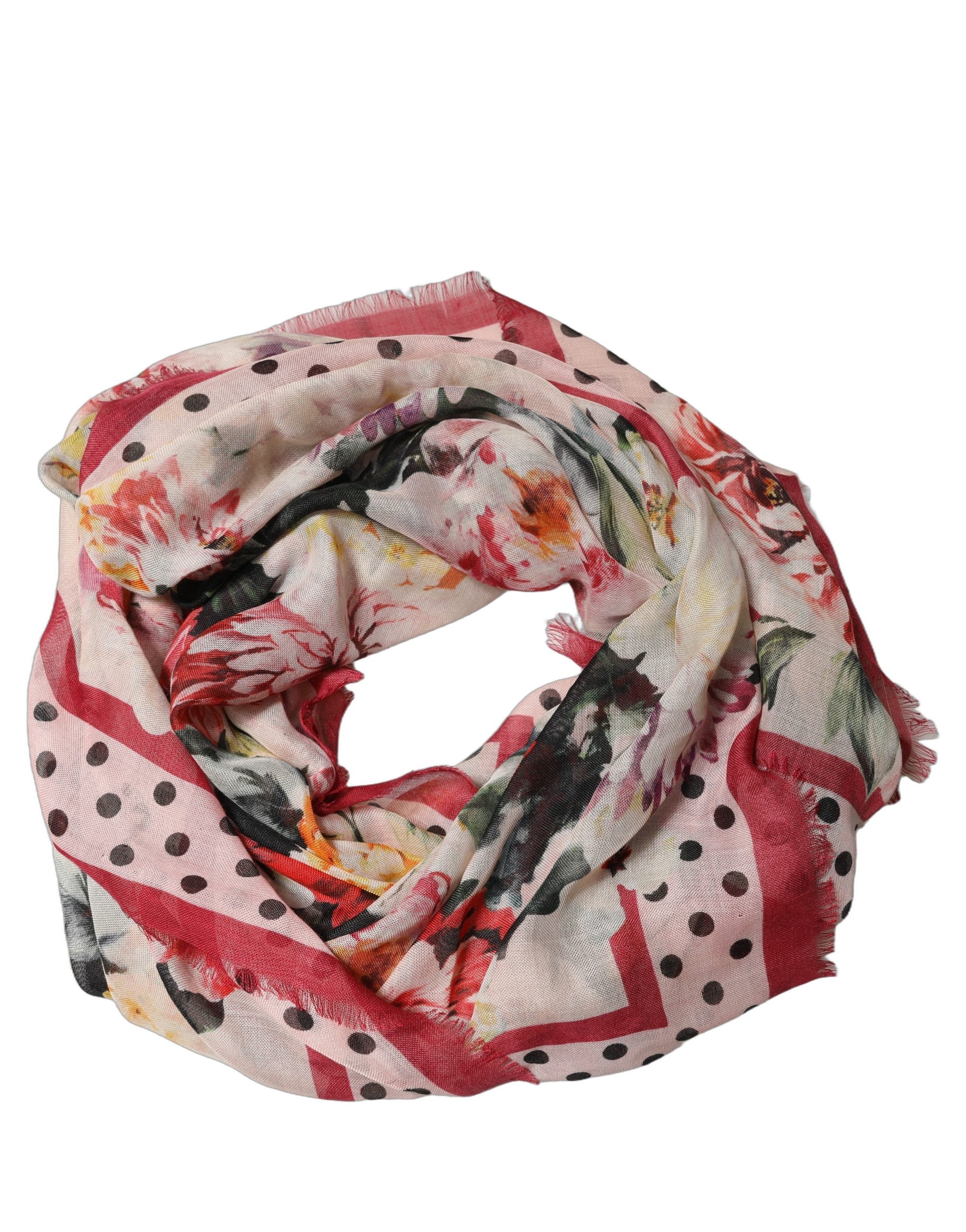 Dolce & Gabbana Multicolor Floral Fringed Stole Scarf