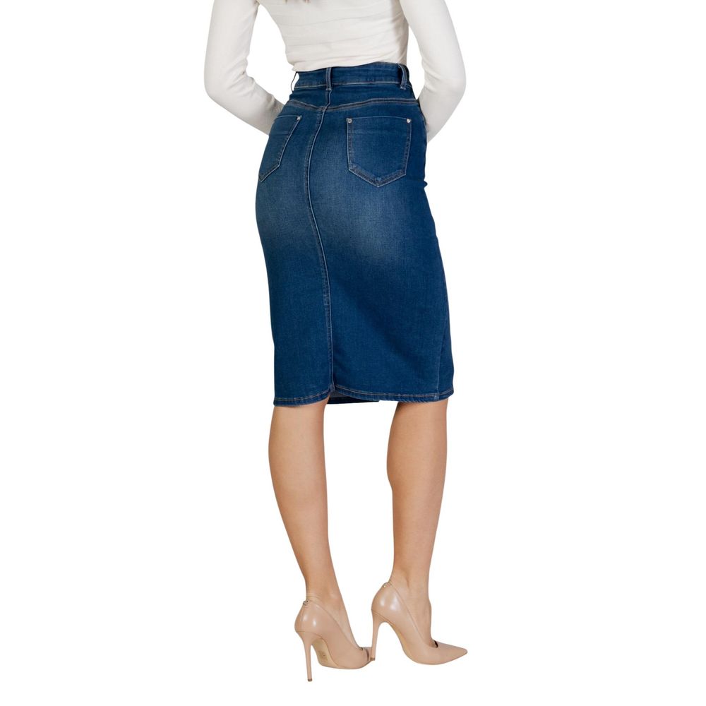 Morgan De Toi Blue Cotton Long Skirt