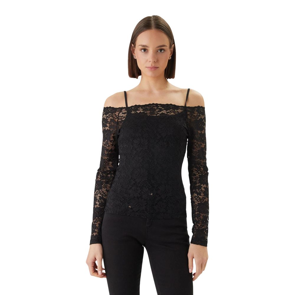 Morgan De Toi Black Polyamide Long Sleeve T-Shirt