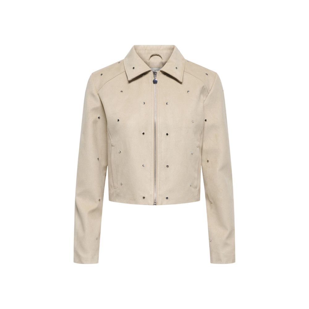 Jacqueline De Yong Beige Leather Jacket