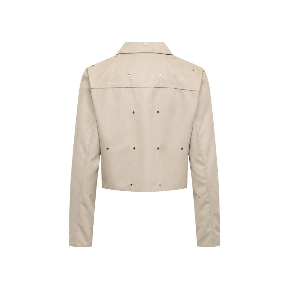 Jacqueline De Yong Beige Leather Jacket