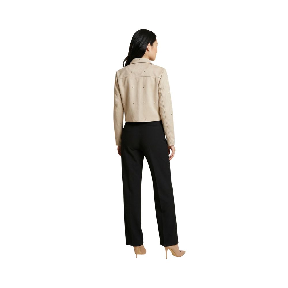 Jacqueline De Yong Beige Leather Jacket