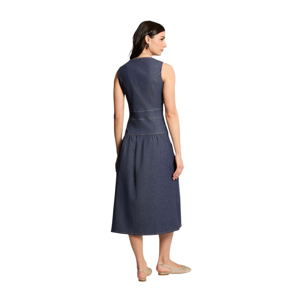 Morgan De Toi Blue Cotton Long Dress