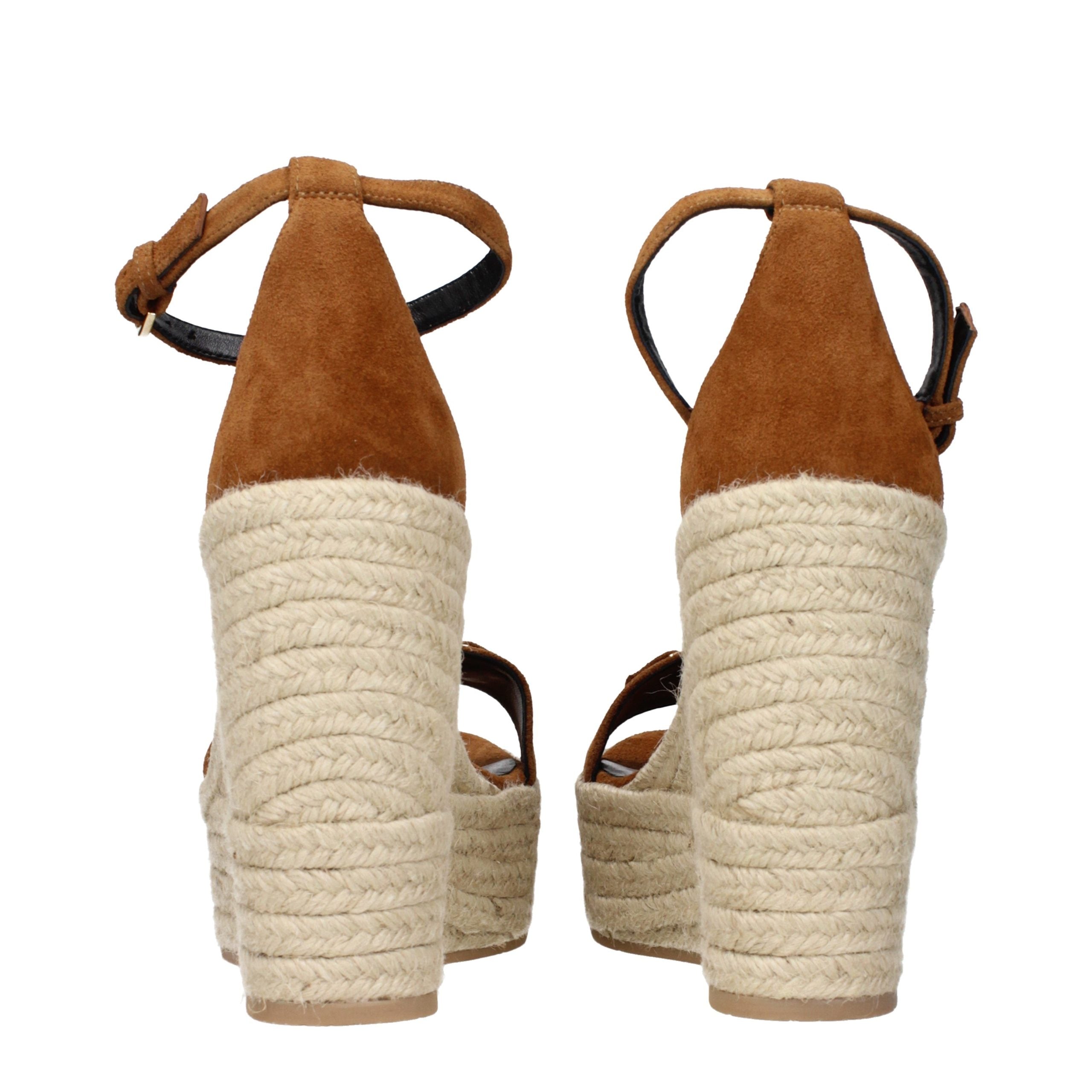 Versace Brown Leather Wedge Sandals