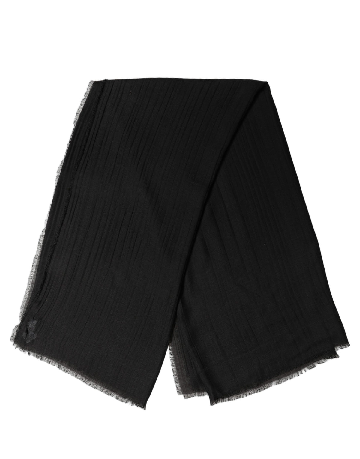 Dolce & Gabbana Black Silk Wool Fringed Men Lace Stole Scarf