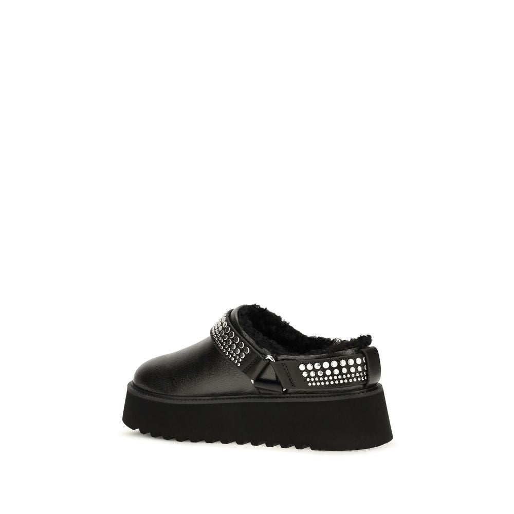 PINKO Black Leather Clogs