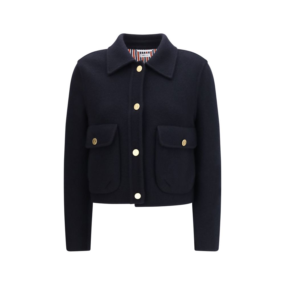 Thom Browne Blue Wool Full-Length Jacket