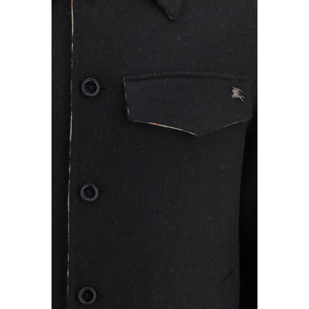 Burberry Black Wool Full-Length Jacket
