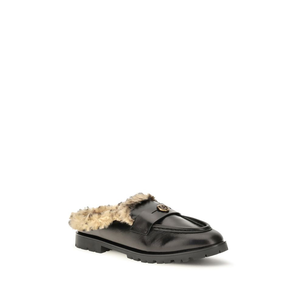 PINKO Black Leather Mules