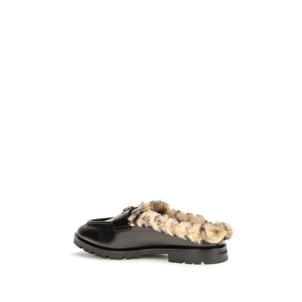 PINKO Black Leather Mules