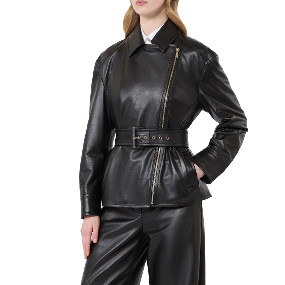 Max Mara Black skin Leather Jacket