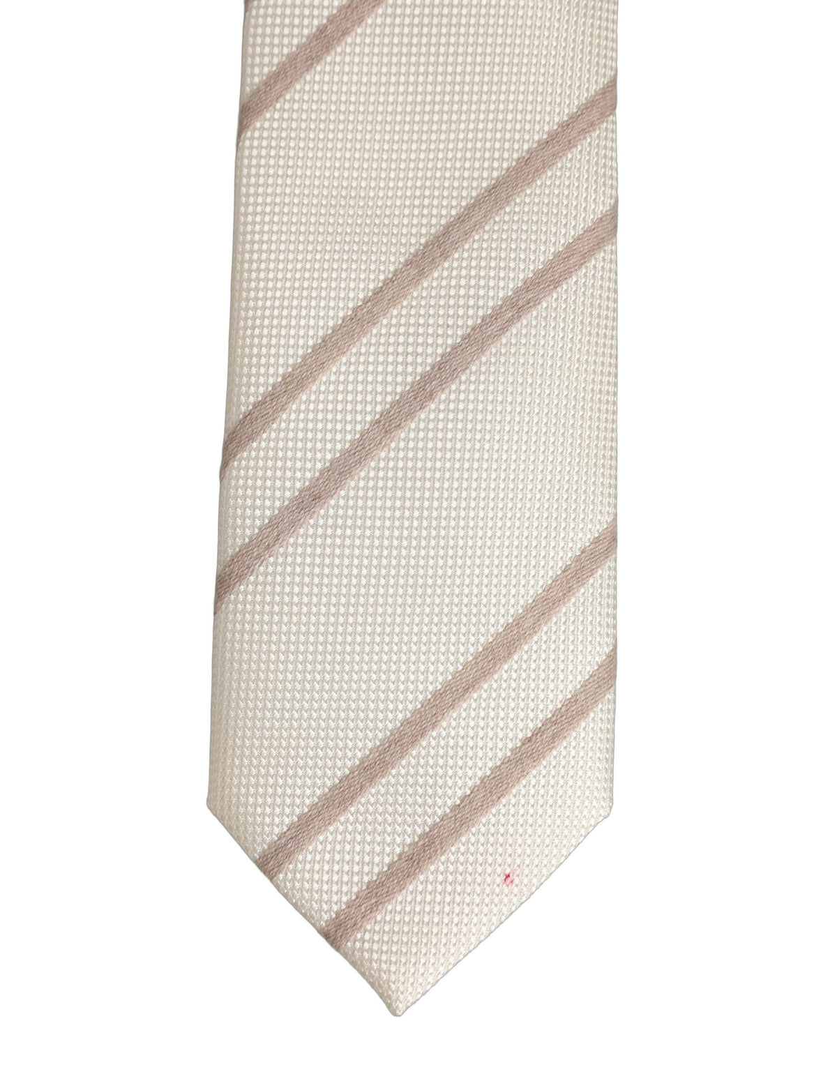 Dolce & Gabbana Men Off White Silk Stripes Adjustable Tied Necktie Tie