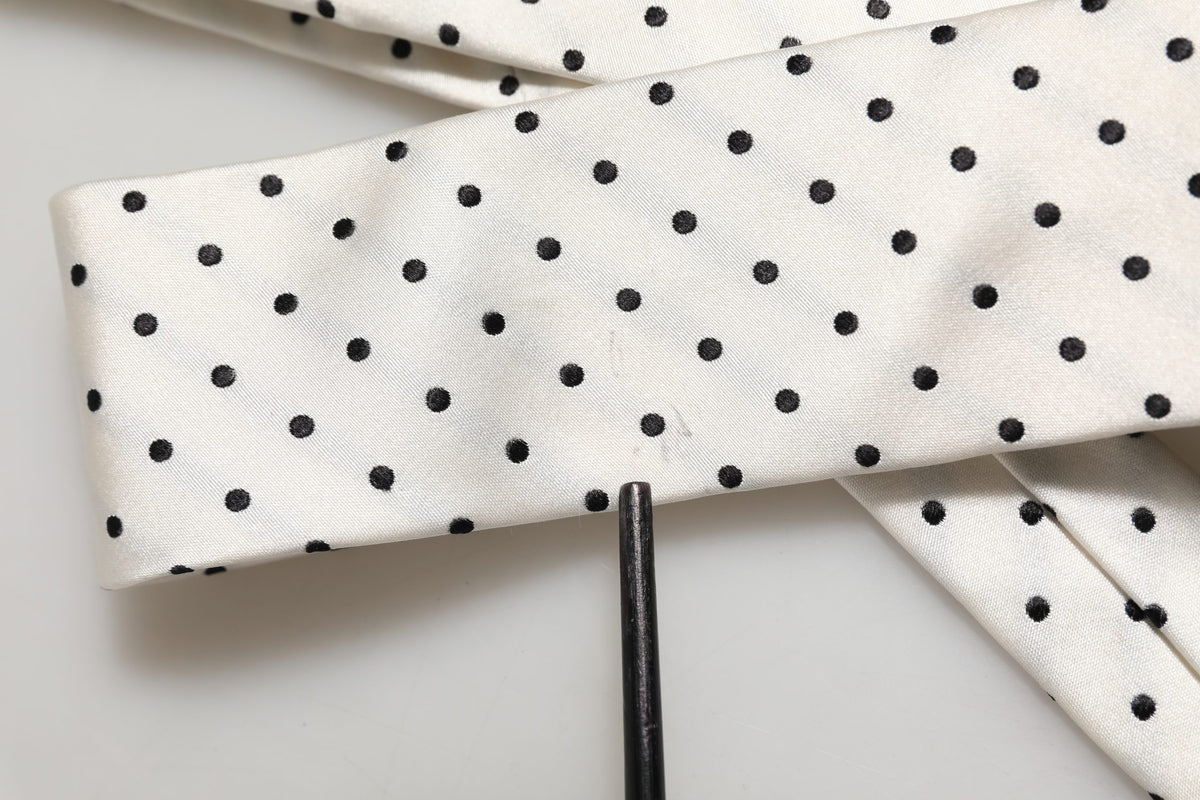 Dolce & Gabbana Men White Silk Polka Dot Adjustable Tied Necktie Tie