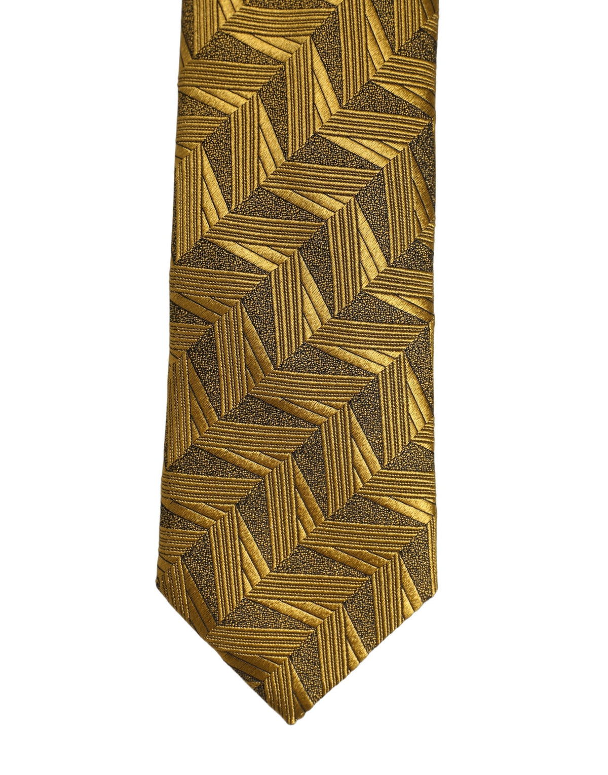 Dolce & Gabbana Men Gold Silk Woven Patterned Adjustable Tied Necktie Tie