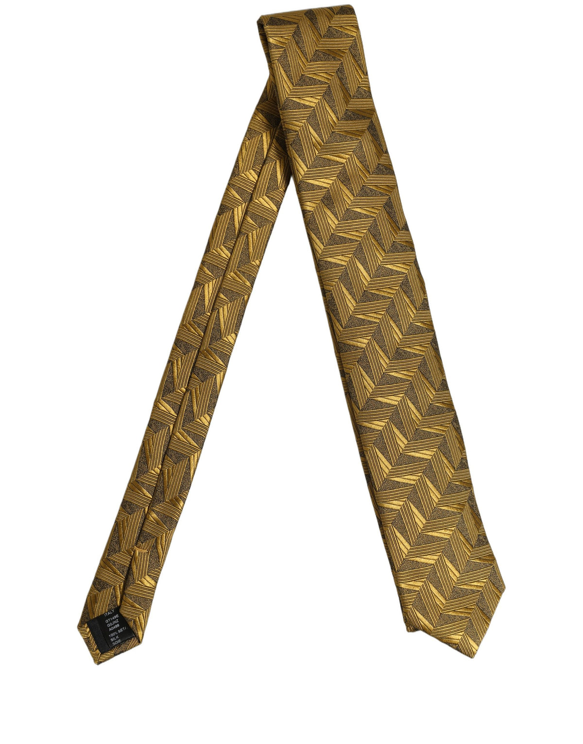 Dolce & Gabbana Men Gold Silk Woven Patterned Adjustable Tied Necktie Tie