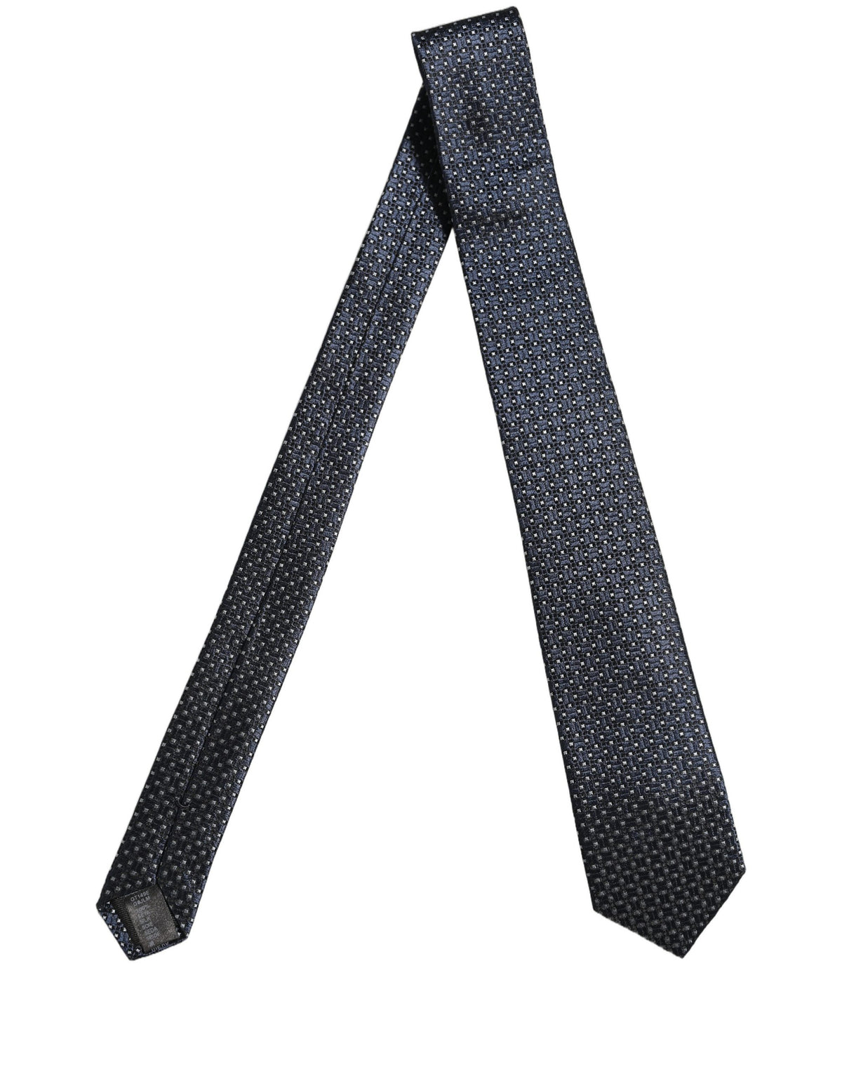 Dolce & Gabbana Men Blue Silk Geometric Adjustable Tied Necktie Tie
