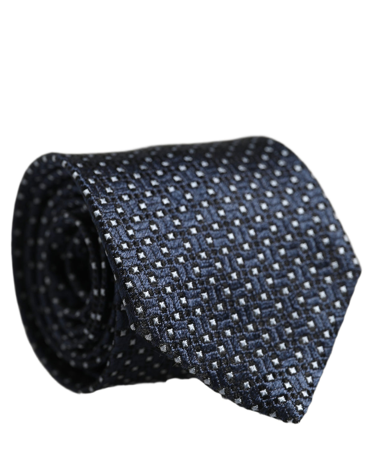 Dolce & Gabbana Men Blue Silk Geometric Adjustable Tied Necktie Tie