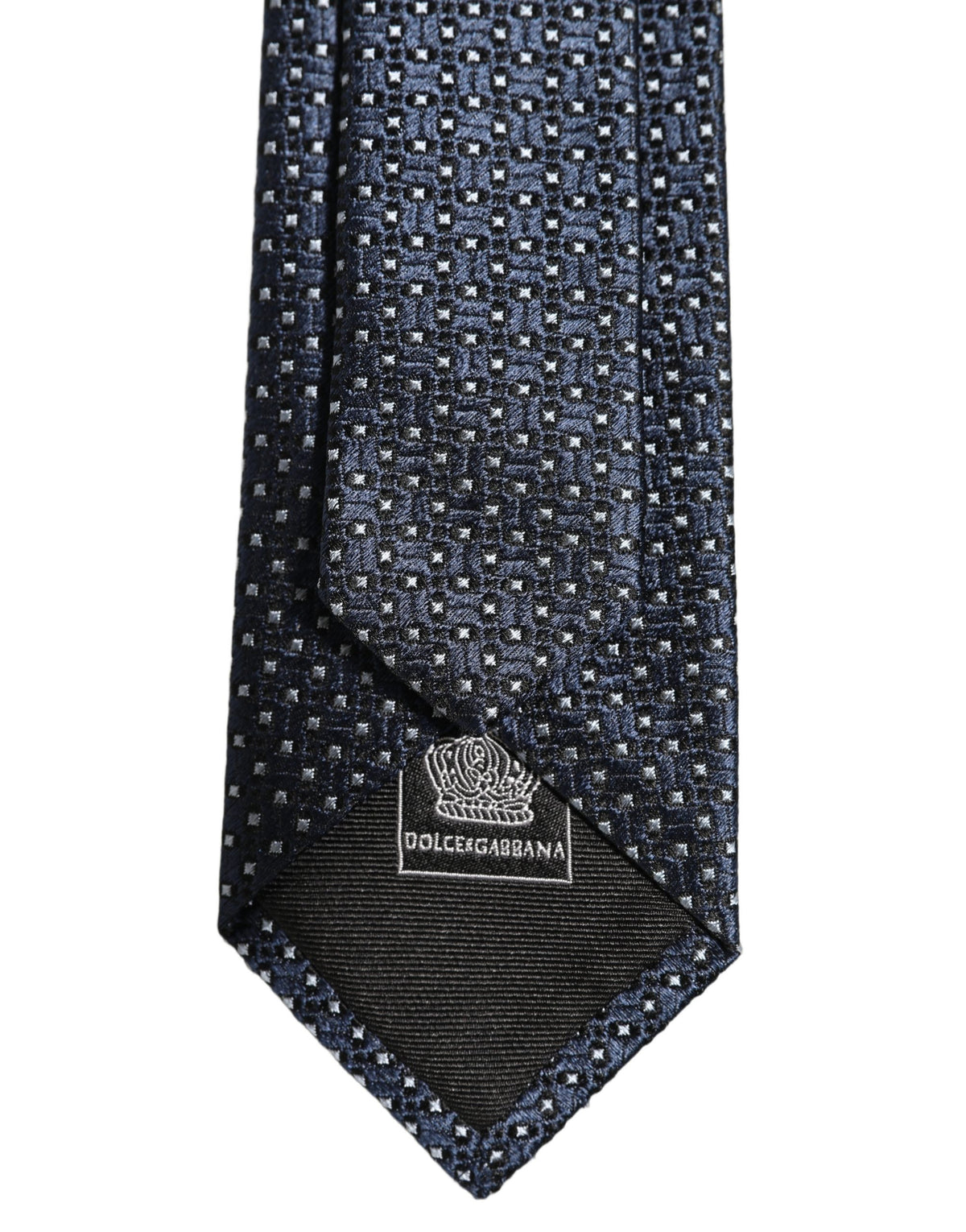 Dolce & Gabbana Men Blue Silk Geometric Adjustable Tied Necktie Tie