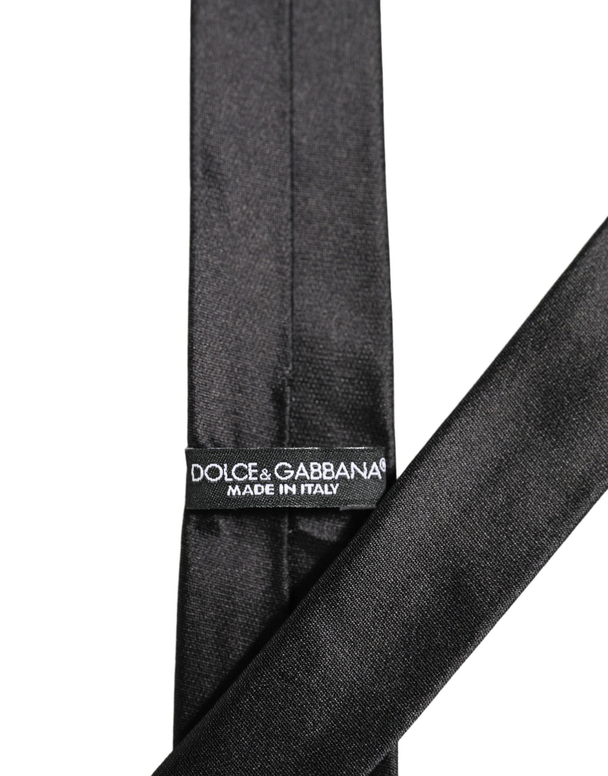 Dolce & Gabbana Men Black Satin Silk Classic Adjustable Tied Necktie Tie