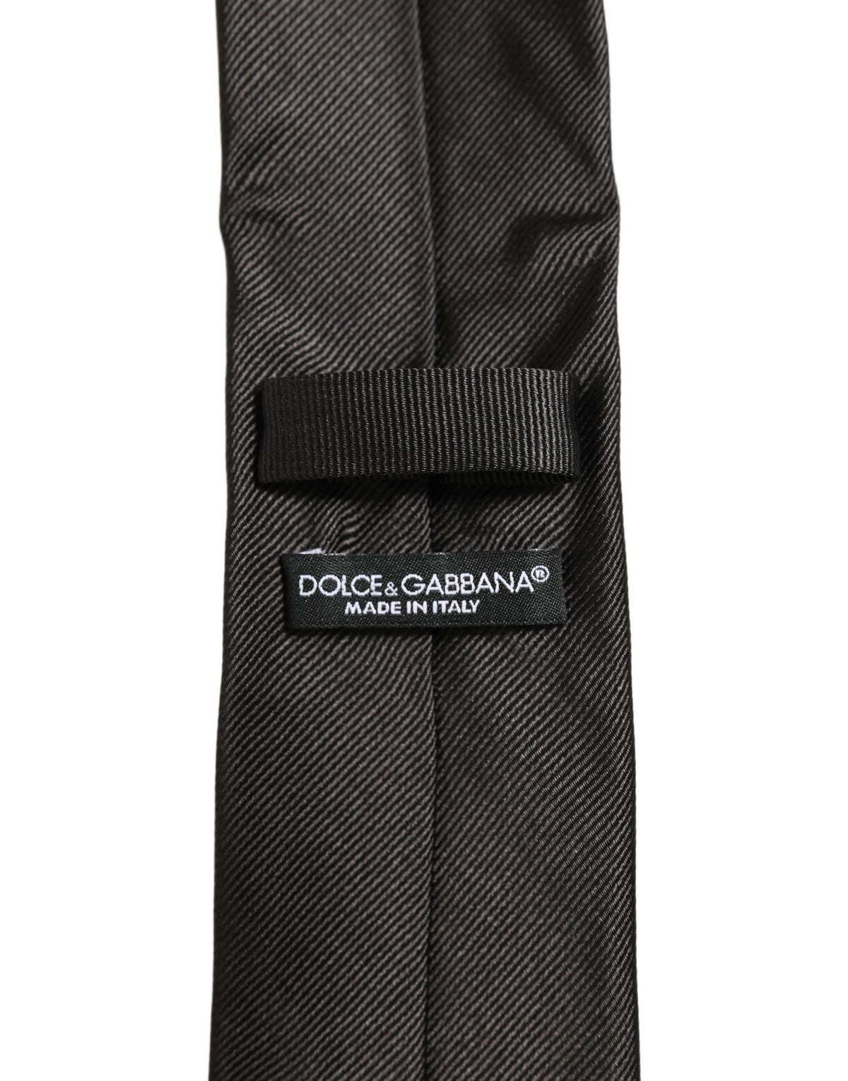 Dolce & Gabbana Men Dark Gray Silk Classic Adjustable Tied Necktie Tie