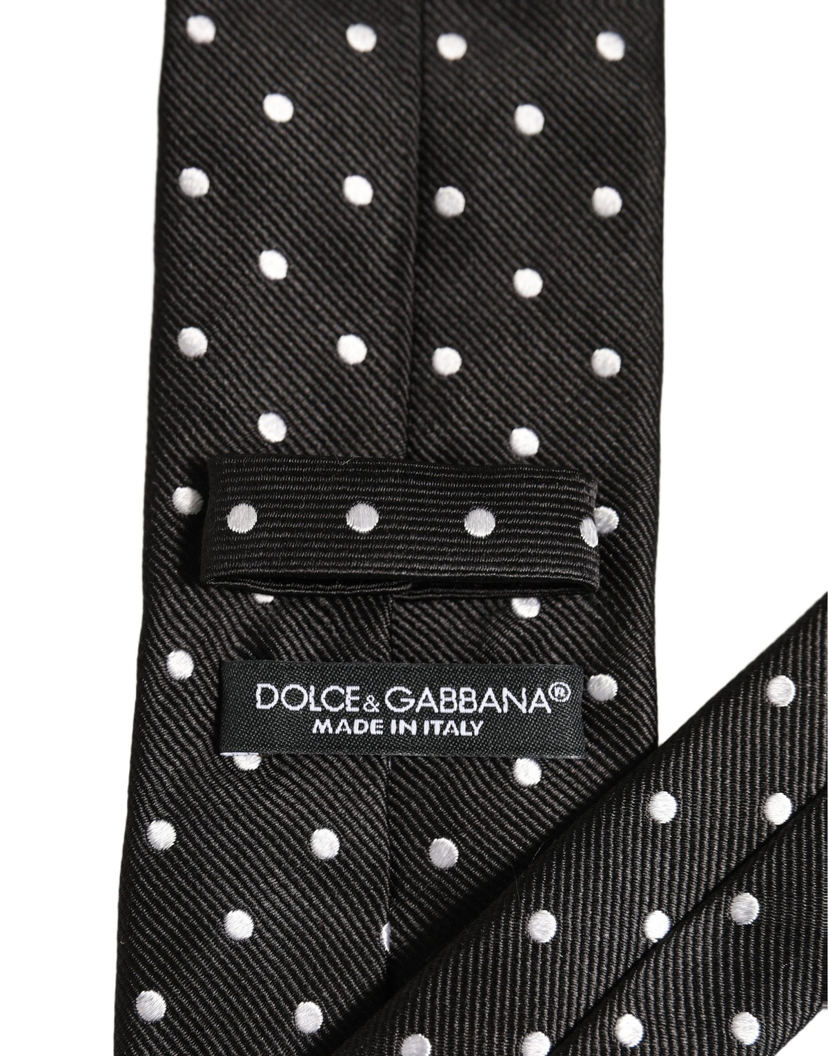 Dolce & Gabbana Black White Polka Dots Silk Adjustable Tied Necktie Tie