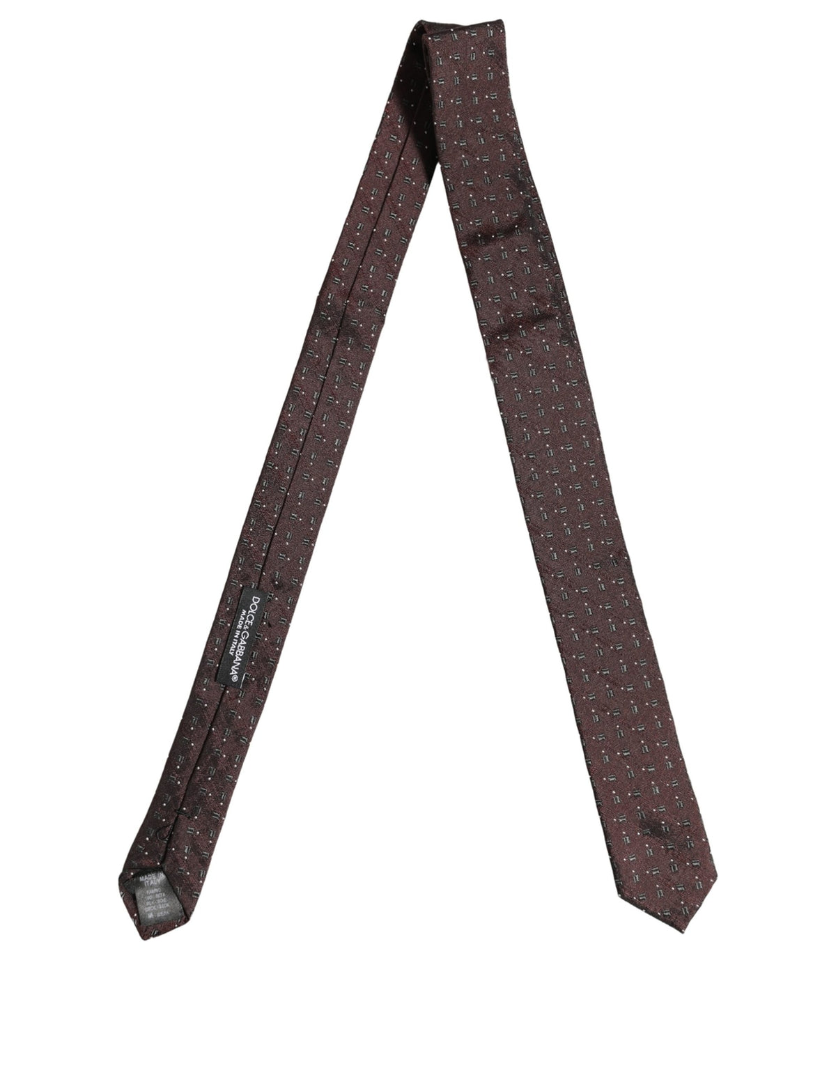 Dolce & Gabbana Men Burgundy Geometric Silk Adjustable Tied Necktie Tie