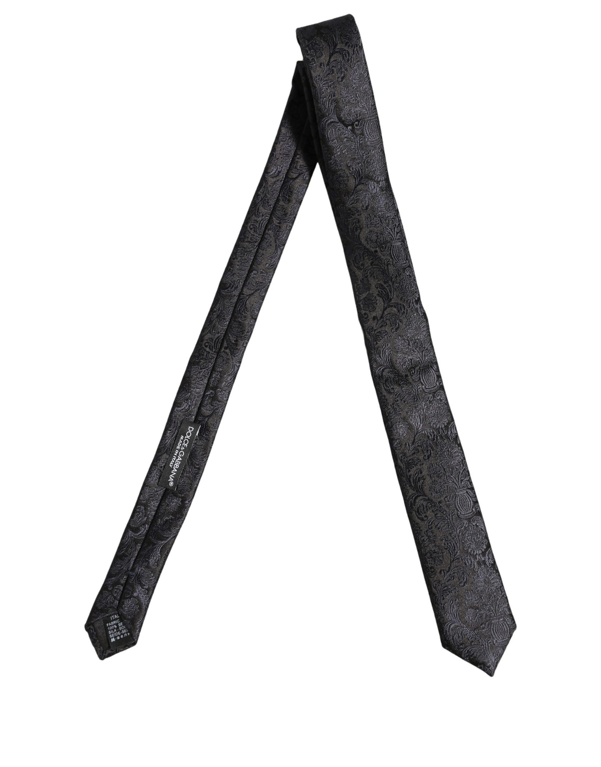 Dolce & Gabbana Men Dark Blue Floral Jacquard Adjustable Tied Necktie Tie